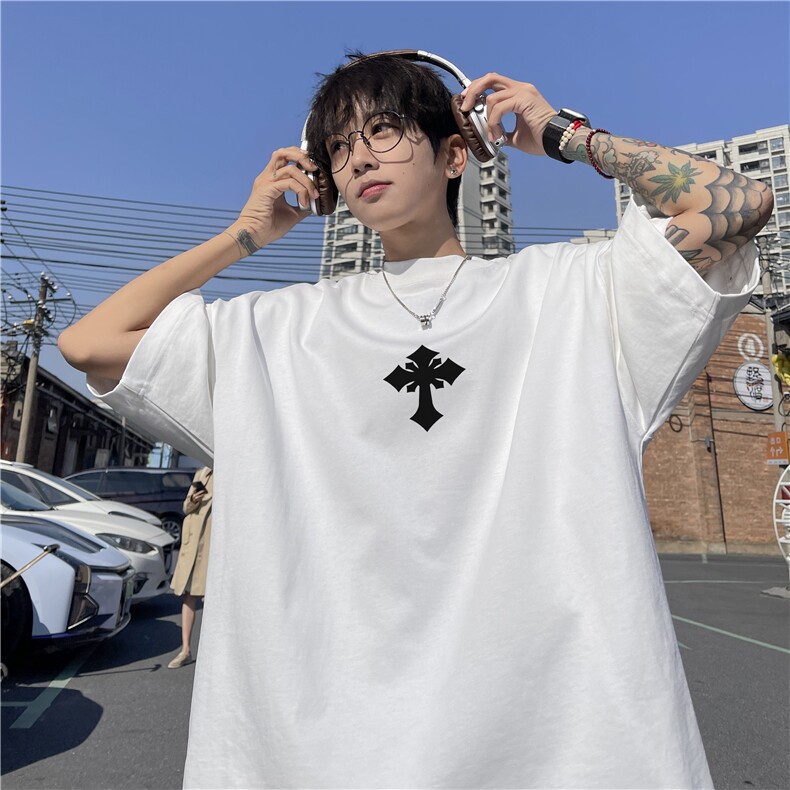 2025夏季新款抖音品质高街纯棉印花T恤短袖dcm323-特批20控38,男装T恤,星座605(原A050)