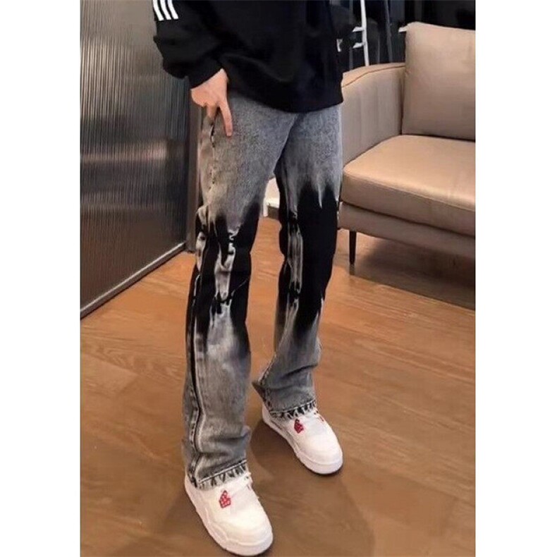 裤子渐变扎染牛仔裤男设计感小众窄版直筒显瘦微喇裤NZ2101,男装牛仔裤,星座1116A（原606A-3）