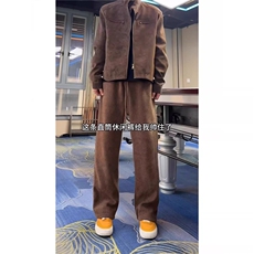 美拉德棕色人字纹卫裤男cleanfit加厚裤子运动休闲裤LWY122-P40，男装休闲裤，星座1008
