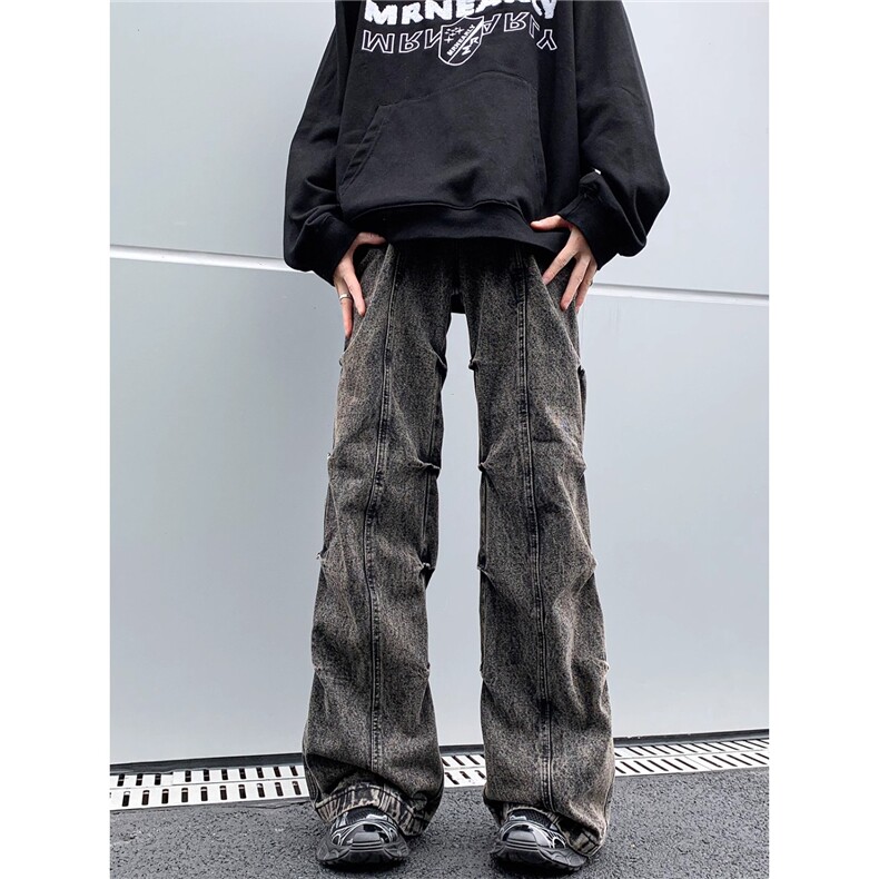 档口现货。小众褶皱裤男微喇叭休闲裤潮流长裤XH9988-P49,男装休闲裤,星座412-1