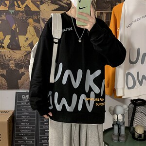 2023春季新款海报风卫衣男圆领套头印花大码衣服WY02-P50控68，男装卫衣，电商A089-1