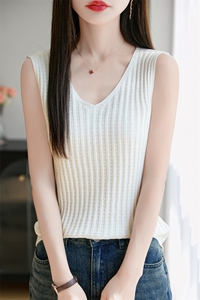 夏季纯棉吊带背心女内搭修身上衣V领短款无袖针织打底衫内搭外穿图片