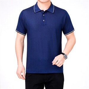 2023夏装新款短袖t恤中年冰丝polo衫男士夏季宽松免烫男装上衣服图片