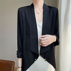 披肩小个子宽松百搭西装上衣短款真丝外套女，女装西装，暖习羊绒