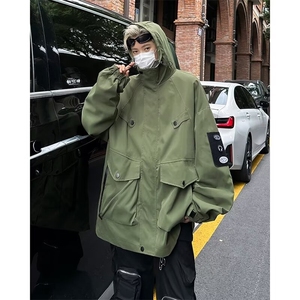 常规款外穿连帽青少年拉链潮机能风冲锋衣外套男春秋款JK018/P75图片