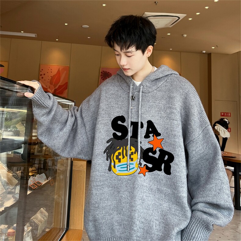 高品秋冬季连帽毛衣男复古慵懒风针织衫毛衣外套MYL3319-P65控88图片