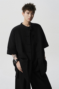8XL-M 新中式衬衫男中山装麻棉风复古中袖衬衣唐装CS527P60图片