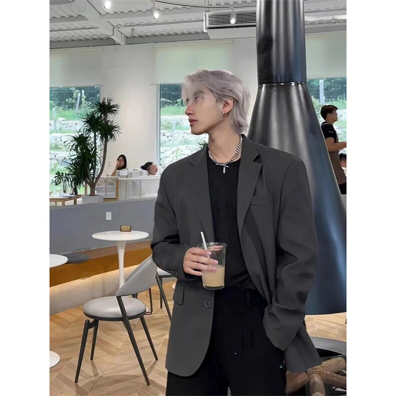 网络图现货！平驳领韩版西服外套高级设计感小众痞帅西装RY70-P75，男装西服，星座1005-6