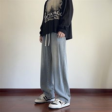 KP872P65港风抽绳水洗牛仔裤休闲裤直筒拖地裤，男装牛仔裤，星座1204-3