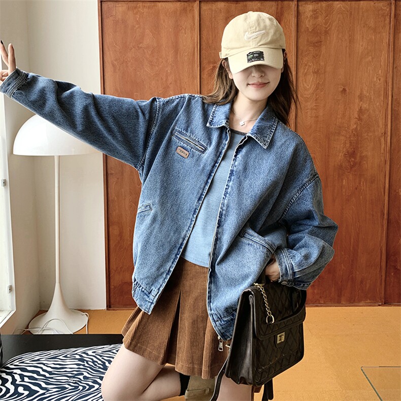秋季新款时尚拉链牛仔外套显瘦小个子女装,女装牛仔外套,鑫慧