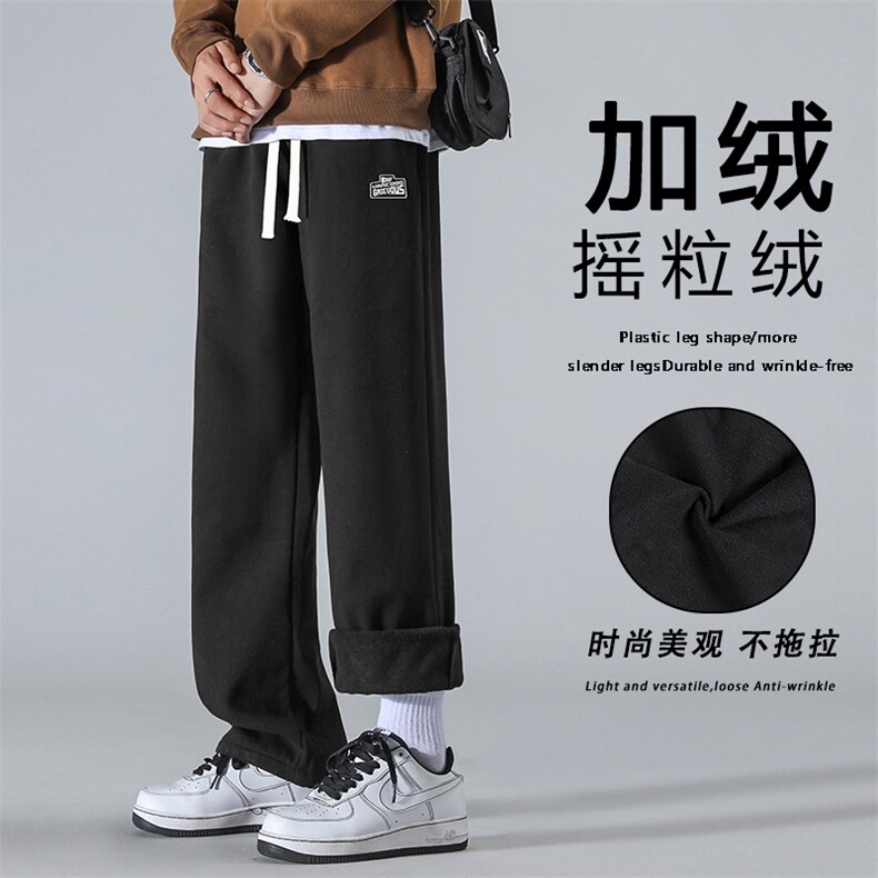 纯棉加绒抗皱百搭长裤裤子男春秋抽绳卫裤K630特批38 加绒46图片