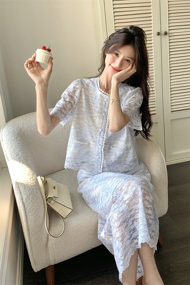 高级感精美小香风套装裙女2025夏季新款高腰显瘦半身裙上衣两件套,女装套装/套裙,浪娴服饰
