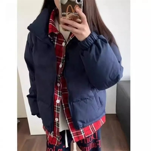 假两件格子衬衣棉服男女同款宽松加厚棉衣情侣开衫外图片
