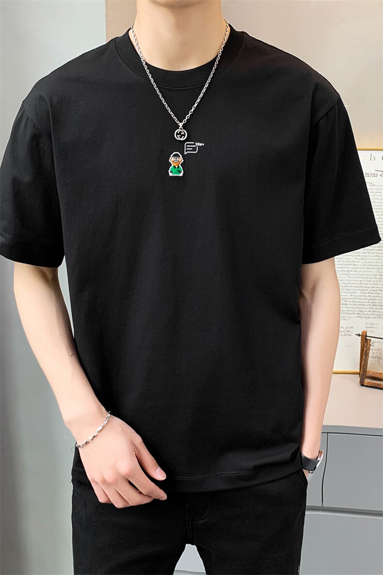 直播店主风夏百搭人物字母T恤短袖社会小伙A236-23351-P50控70,男装T恤,电商A236