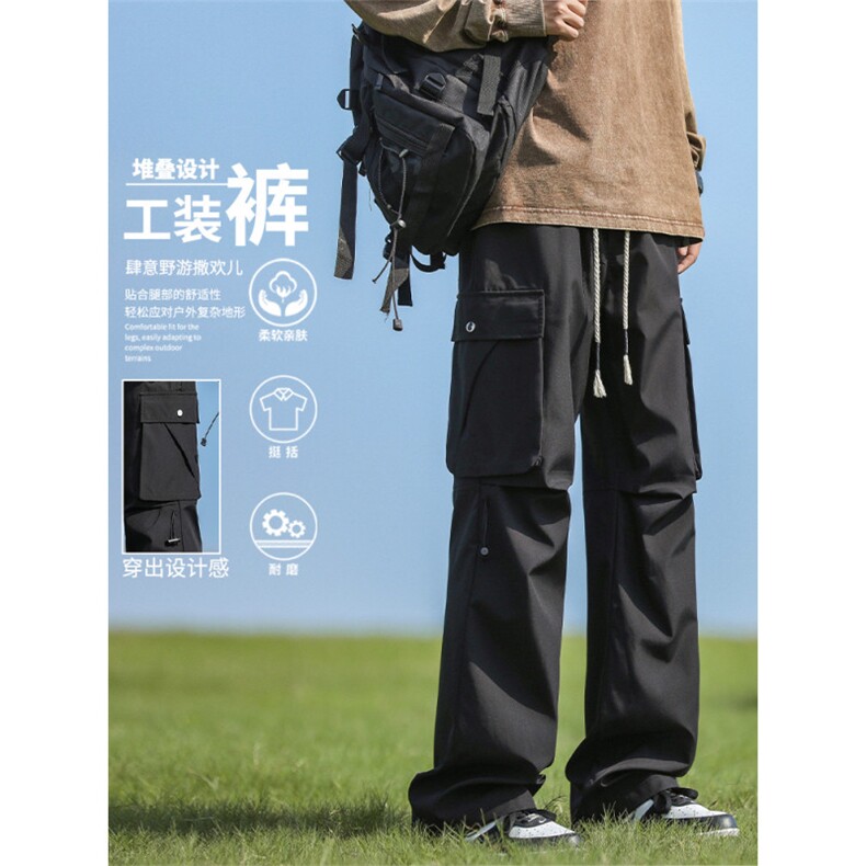 秋款户外运动日系工装裤冲锋裤潮牌直筒阔腿休闲长裤K720-特批-39,男装工装外套,星座718-1