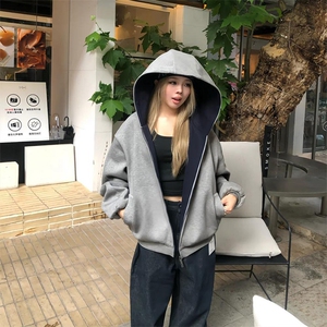 抖音得物高品质二开 26春装美式重磅宽松结构双面连帽卫衣外套W68图片