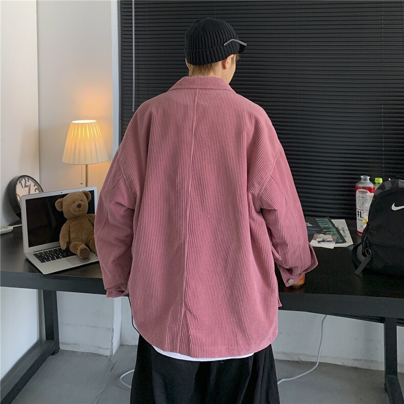 春季港风男女复古灯芯绒夹克工装宽松都口袋外套中性风H203/P85,男装夹克,电商A221A