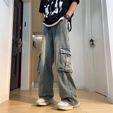 AK1991-P55美式潮流痞帅港风复古高街牛仔裤，女装休闲裤，星座617A-2