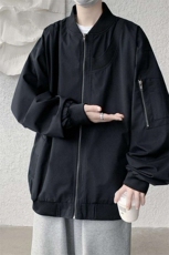 JK088-P75飞行员夹克男棒球领个性拉链口袋宽松上衣外套，男装夹克，电商D310B