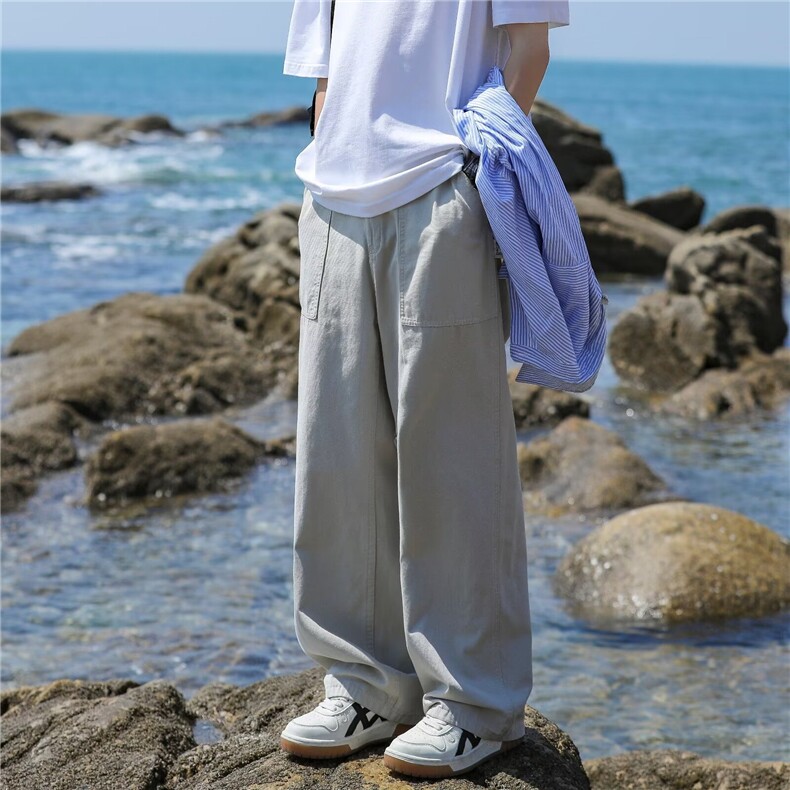 日系复古伐木工装裤男夏季潮牌宽松休闲直筒裤子1001-1-HR19-P40图片