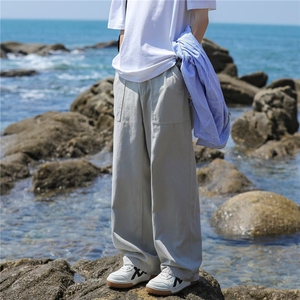 日系复古伐木工装裤男夏季潮牌宽松休闲直筒裤子1001-1-HR19-P40图片