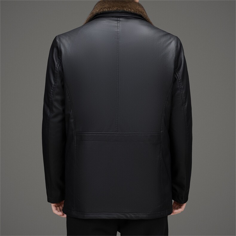 可脱卸黄金貂毛领派克服男装冬季商务休闲皮草外套翻领皮衣加绒,男装皮衣,钱塘6003（原4033）