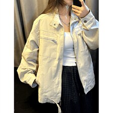 26春装高品质老钱风立领夹克外套男女美式潮牌拉链工装风宽松上衣，男装夹克，电商A486