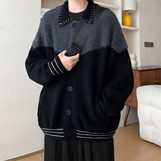 高质量针织开衫毛衣男女韩版拼色2024秋冬ins夹克外套MZ435-P90，男装针织衫/毛衣，星座412-2