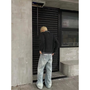 【网图】B221美式ins高街重工艺宽松微喇牛仔裤LK24388-P55控78图片