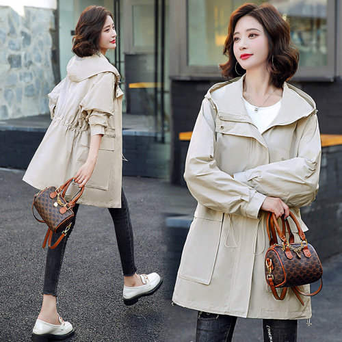 2021秋季时尚简约大方气质优雅收腰显瘦休闲修身百搭潮流风衣外套，女装风衣，阿丹