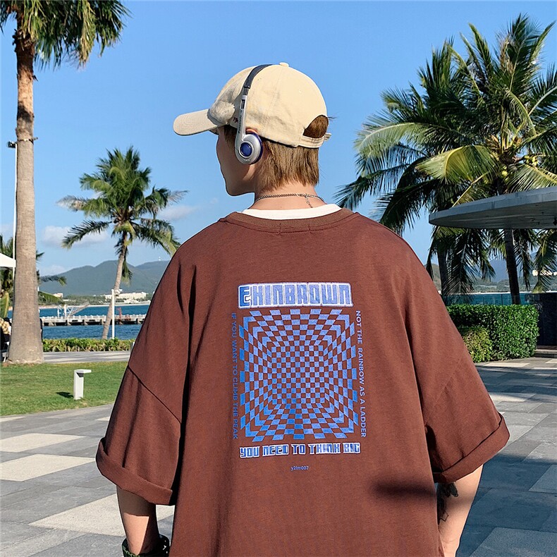 1图案已注册港风棋盘格情侣大码M-5XL风短袖男DT7653P30控45,男装T恤,星座226-2