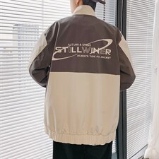 2021春季男士休闲港风外套男潮流夹克外套男宽松拼接9218-P75，男装夹克，电商A128