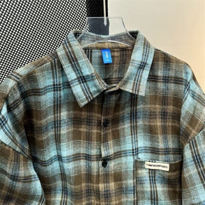 F692P33复古格子衬衫男士长袖春秋季新款宽松外套日系潮流衬衣服图片
