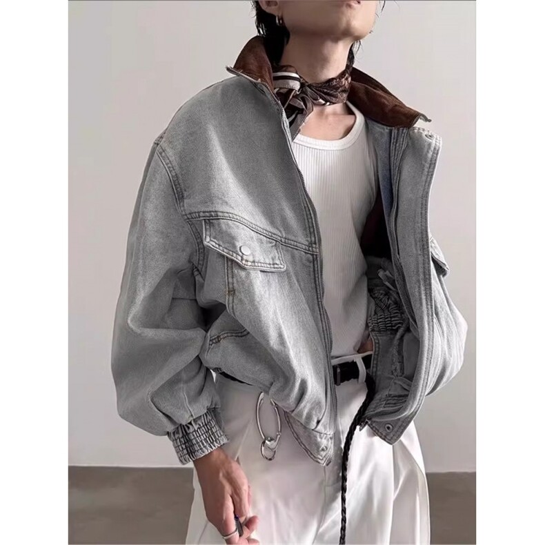 有货。牛仔外套男春秋夹克宽松牛仔上衣男W6950-P77,男装工装外套,星座412-3