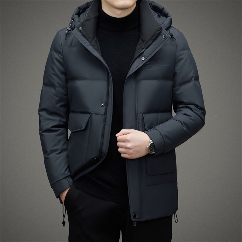 2023冬季新款男士连帽羽绒服加厚保暖上衣中年爸爸冬装休闲外套,男装羽绒服,电商B212（原钱塘6029）