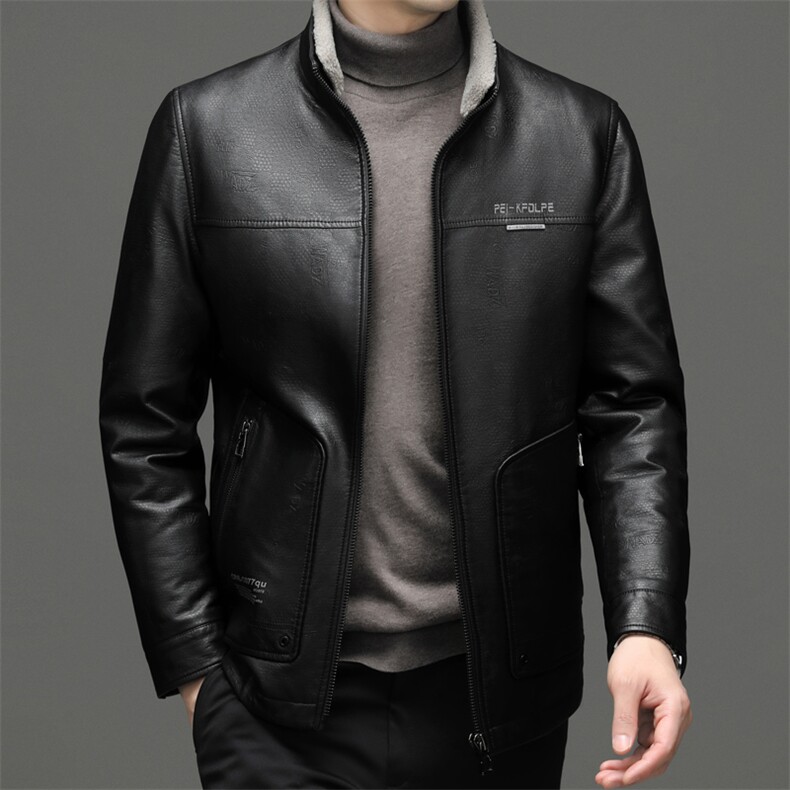 2023冬季新款男士立领可脱卸毛领皮羽绒服中年男装加厚保暖外套,男装羽绒服,电商B212（原钱塘6029）