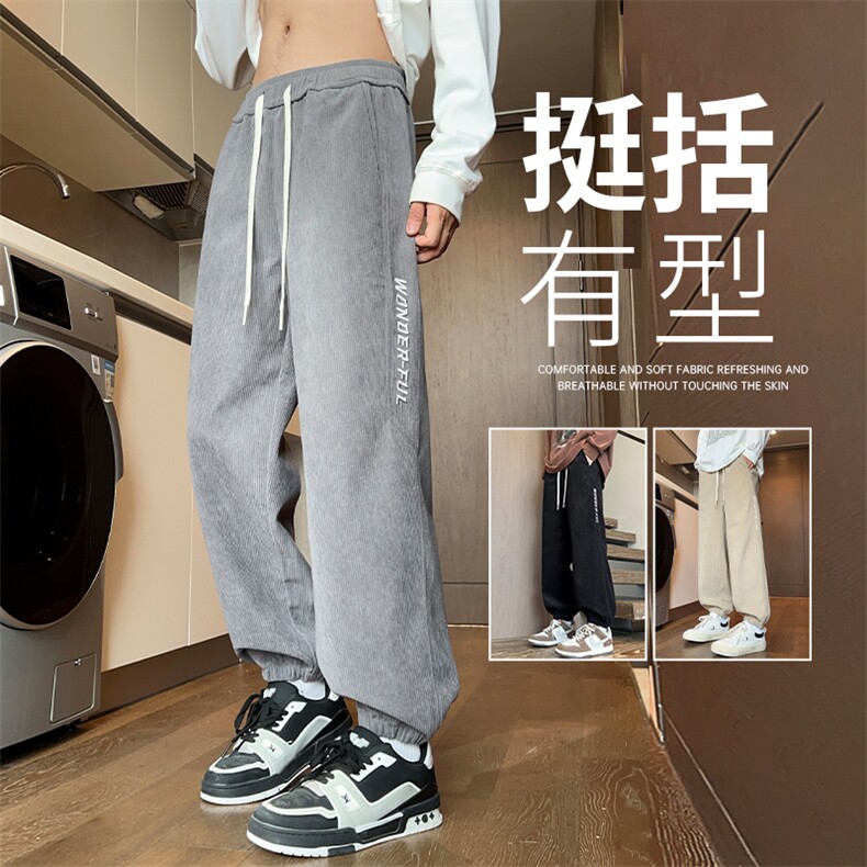 休闲裤子男款卫裤潮牌宽松高街复古直筒运动裤K529-P48图片