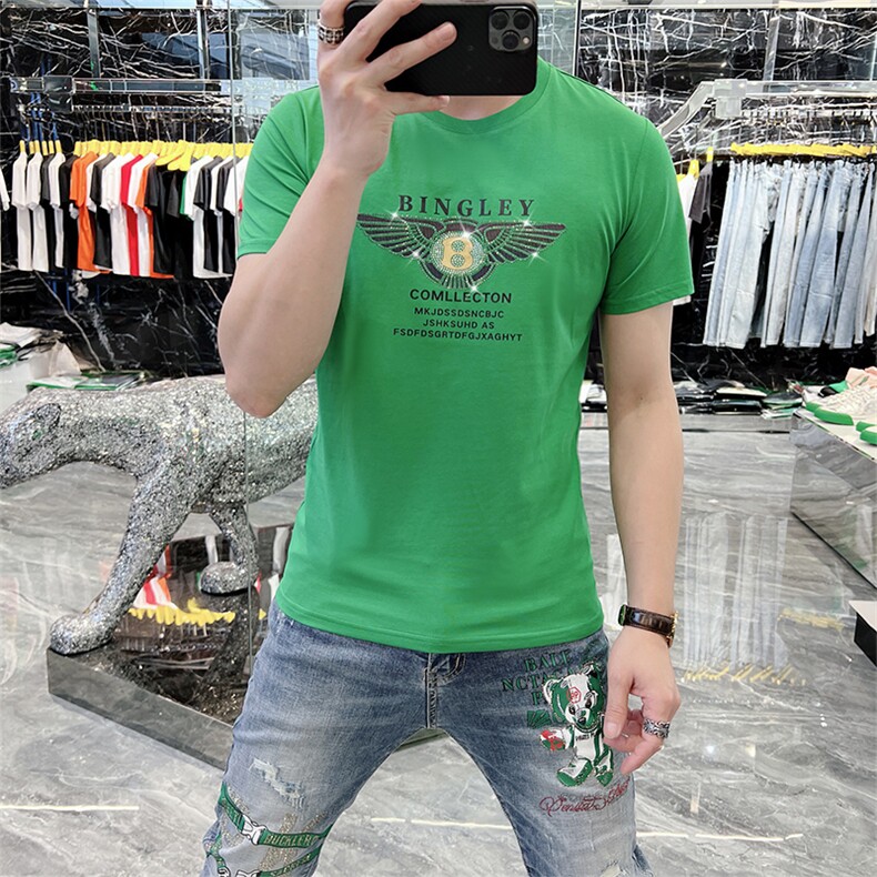 新款时尚高端精品欧货夏季男T恤短袖潮流抖音A227B-A-715-P45,男装T恤,电商A227B（原钱塘4066-1）