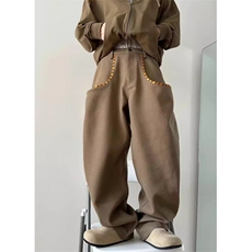 复古牛仔长裤子男生青少年春秋季阔腿直筒休闲高中宽松KA83，男装休闲裤，星座1116A（原606A-3）