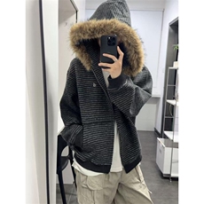 网图美式复古条纹连帽卫衣外套男高级感情侣针织开衫JK0721-特P88，女装短外套，星座1007（原301D）