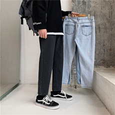 韩版休闲牛仔裤港风个性潮牌纯色九分裤休闲牛仔裤小脚裤主推，男装牛仔裤，星座302B