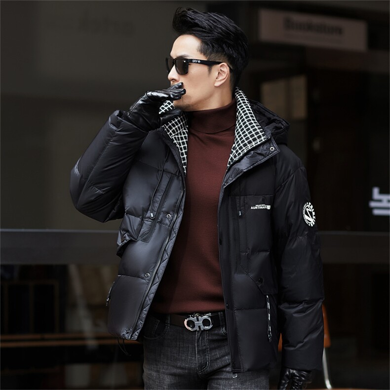 ZMS-M66873新款冬季男士白鸭绒羽绒服连帽保暖外套修身大衣,男装羽绒服,电商B360