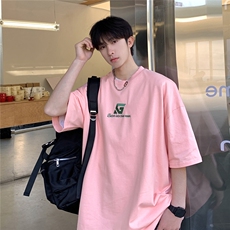 港风字母刺绣多色短袖T恤男DT77778P22块特价控45：供抖音视频，男装T恤，星座227-7