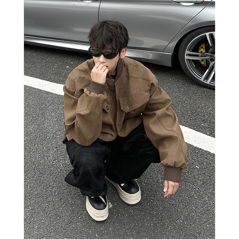 美式秋冬夹克棉服男女秋季做旧宽松cleanfit设计感外套潮Y6622,男装夹克,星座506