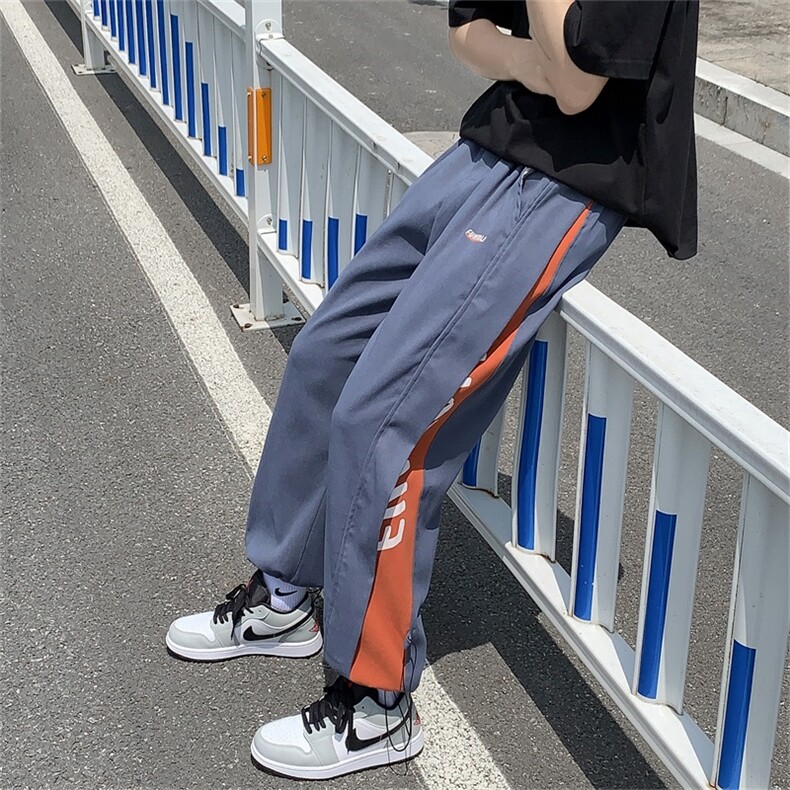 裤子男夏季休闲裤港风高街ins潮牌运动长裤韩潮宽松直筒 K704-P28图片