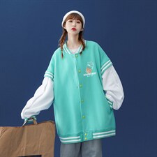 中性风2023秋季新款奶茶图案印花情侣棒球服夹克G552p75控98，男装夹克，A247A