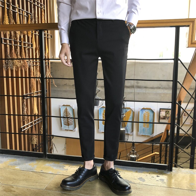 春夏发型师裤子绅士修身弹力小脚裤休闲裤长裤九分裤C,男装休闲裤,星座1904A
