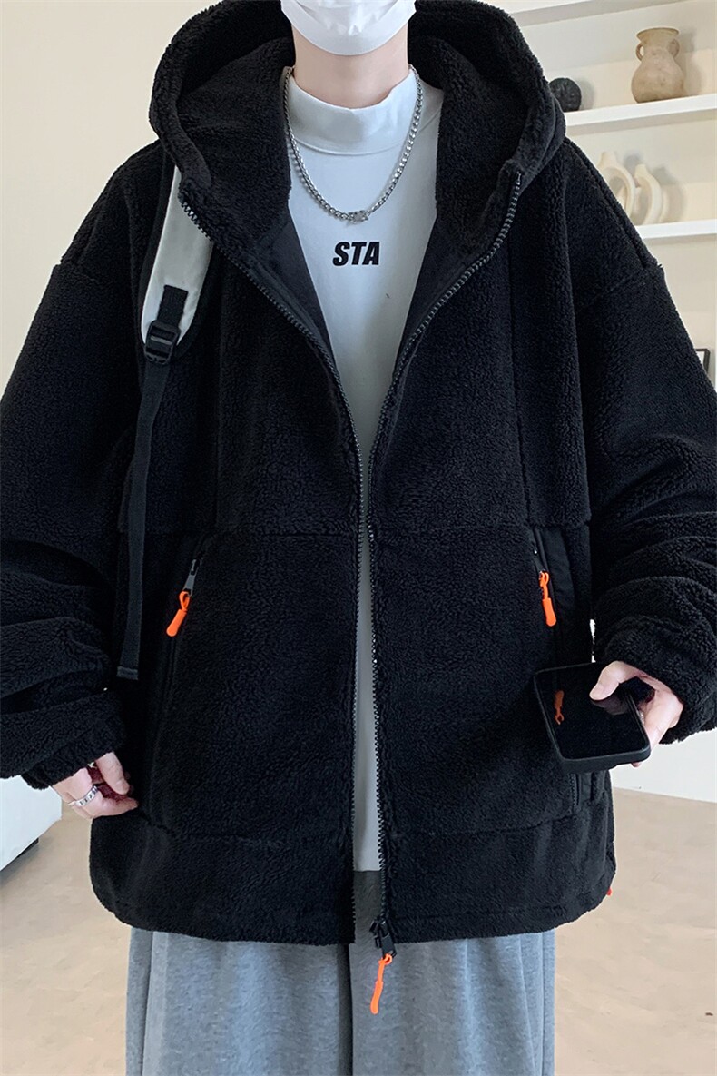 支持二开秋冬颗粒绒外套男女纯色连帽加绒加厚羊羔绒棉衣931-P110,男装棉衣,电商A441