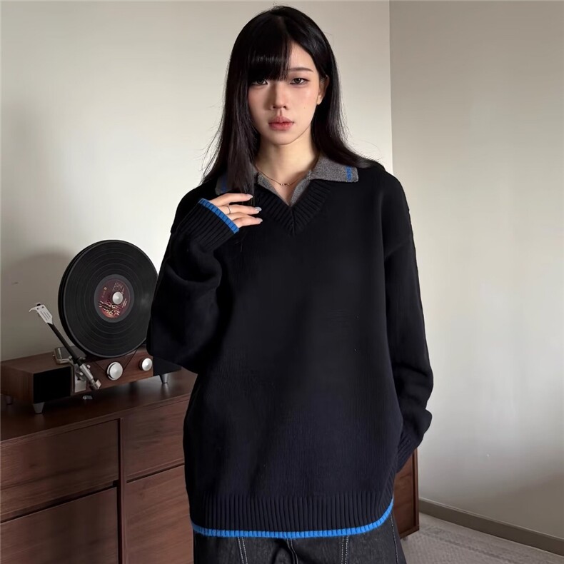 日系简约潮流百搭气质流行ins新款原宿长袖毛衣时尚文艺慵懒,男装针织衫/毛衣,星座506A
