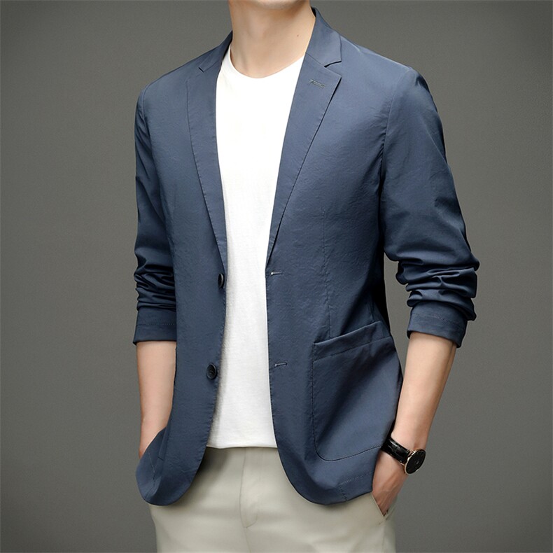 2023春秋季新款男士便服单西翻领西服外套中年商务休闲时尚上衣,男装西服,电商B212（原钱塘6029）